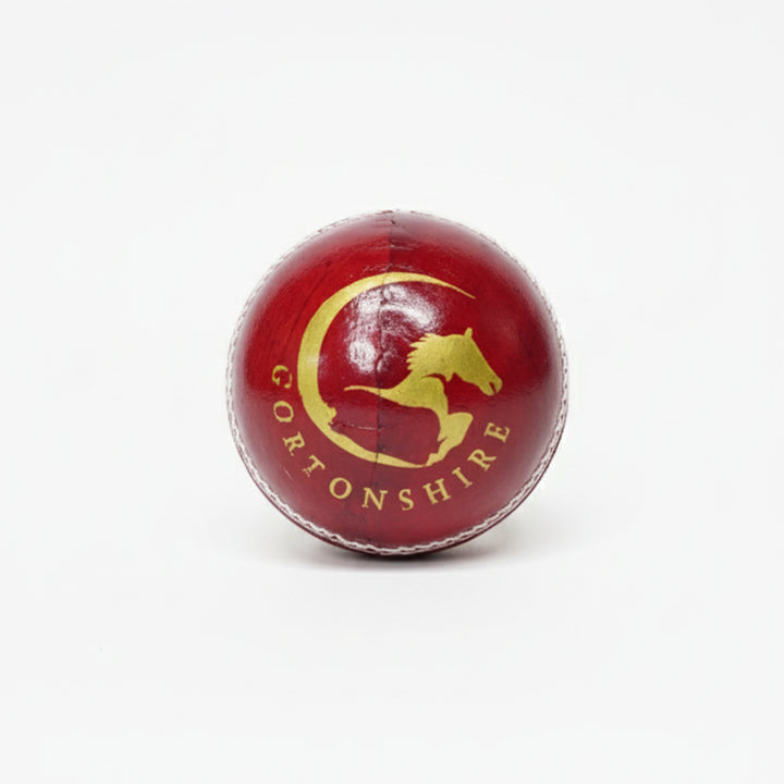 Gortonshire Practice Cricket Ball Red (Alum Tanned)@front view1