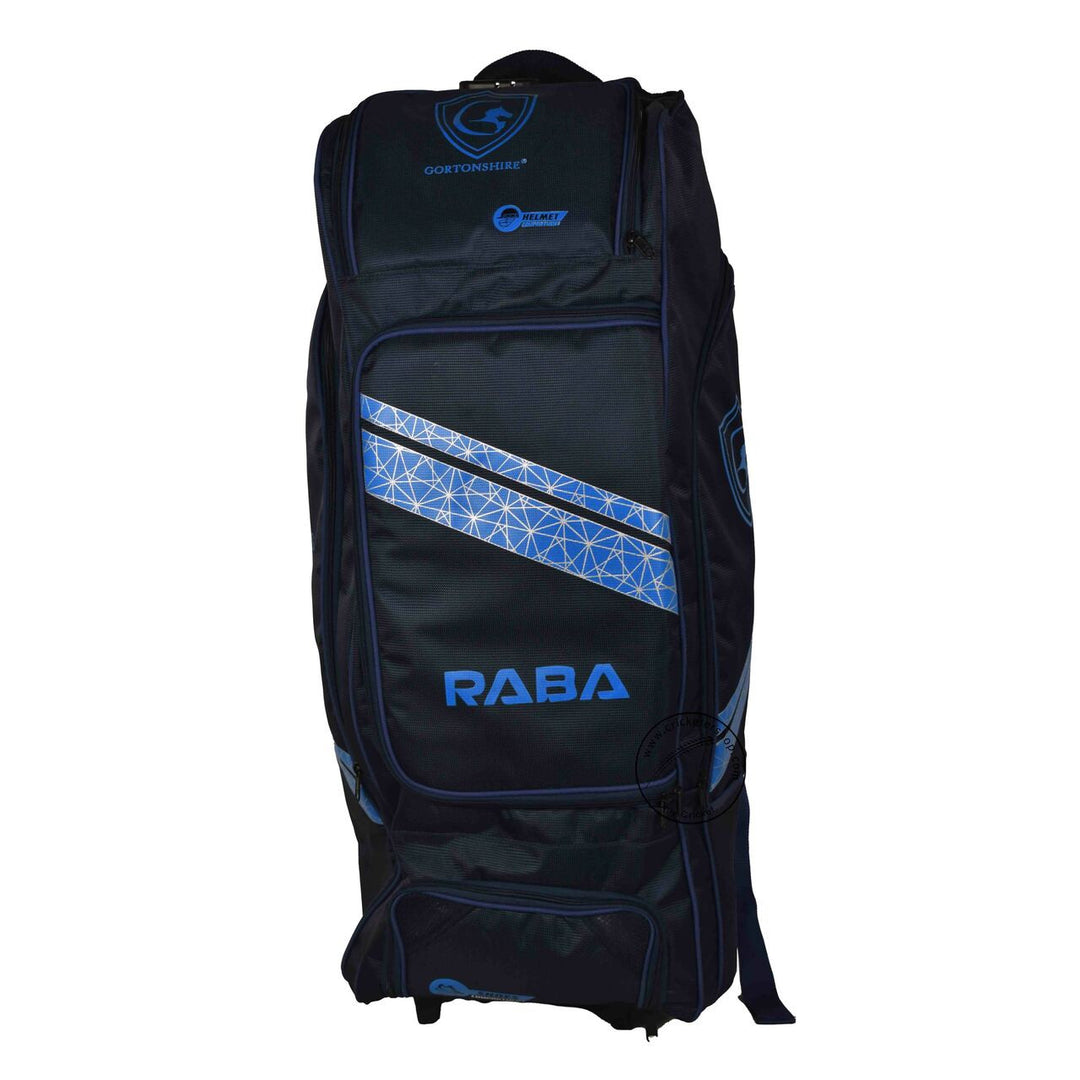 Gortonshire Raba Cricket Kitbag Duffle Navy Blue With Wheels @ Front View