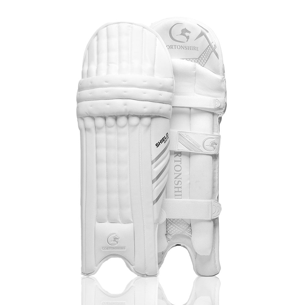 Gortonshire Shield White Cricket Batting Leg Guard Pads @ Composite View