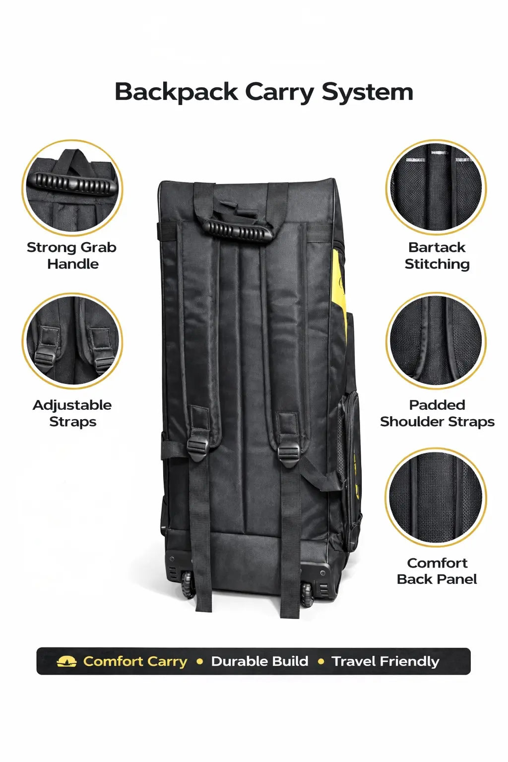 Gortonshire Stallion Pro Cricket Duffle Kit Bag With Wheels@front view10