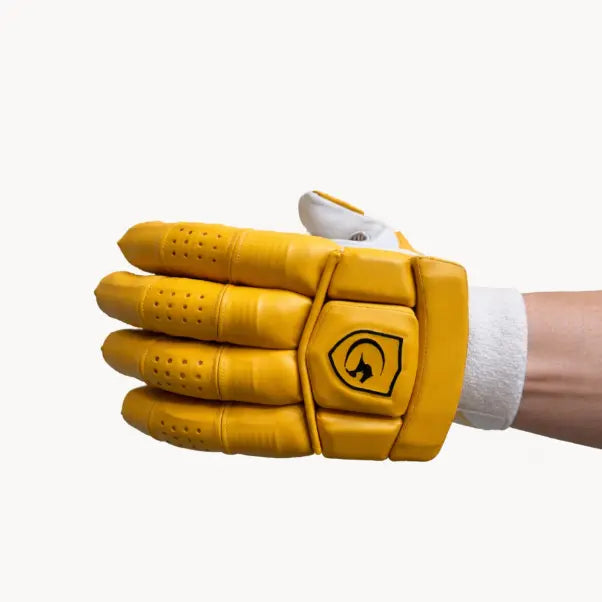 Gortonshire True Test Yellow Cricket Batting Gloves Mens @ Left Back View
