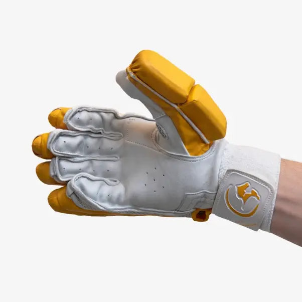 Gortonshire True Test Yellow Cricket Batting Gloves Mens @ Right Front View