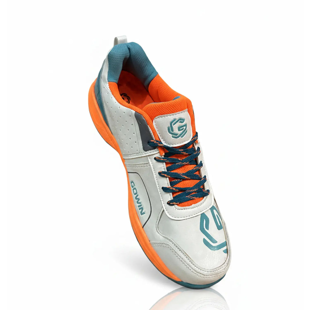 Gowin Nitro Cricket Spikes White Seagreen Shoes @ Front View