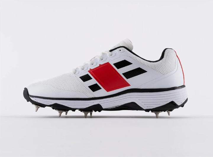 Gray Nicolls GN8 Players 2.0 Spike White Black Red Cricket Shoes@front view6