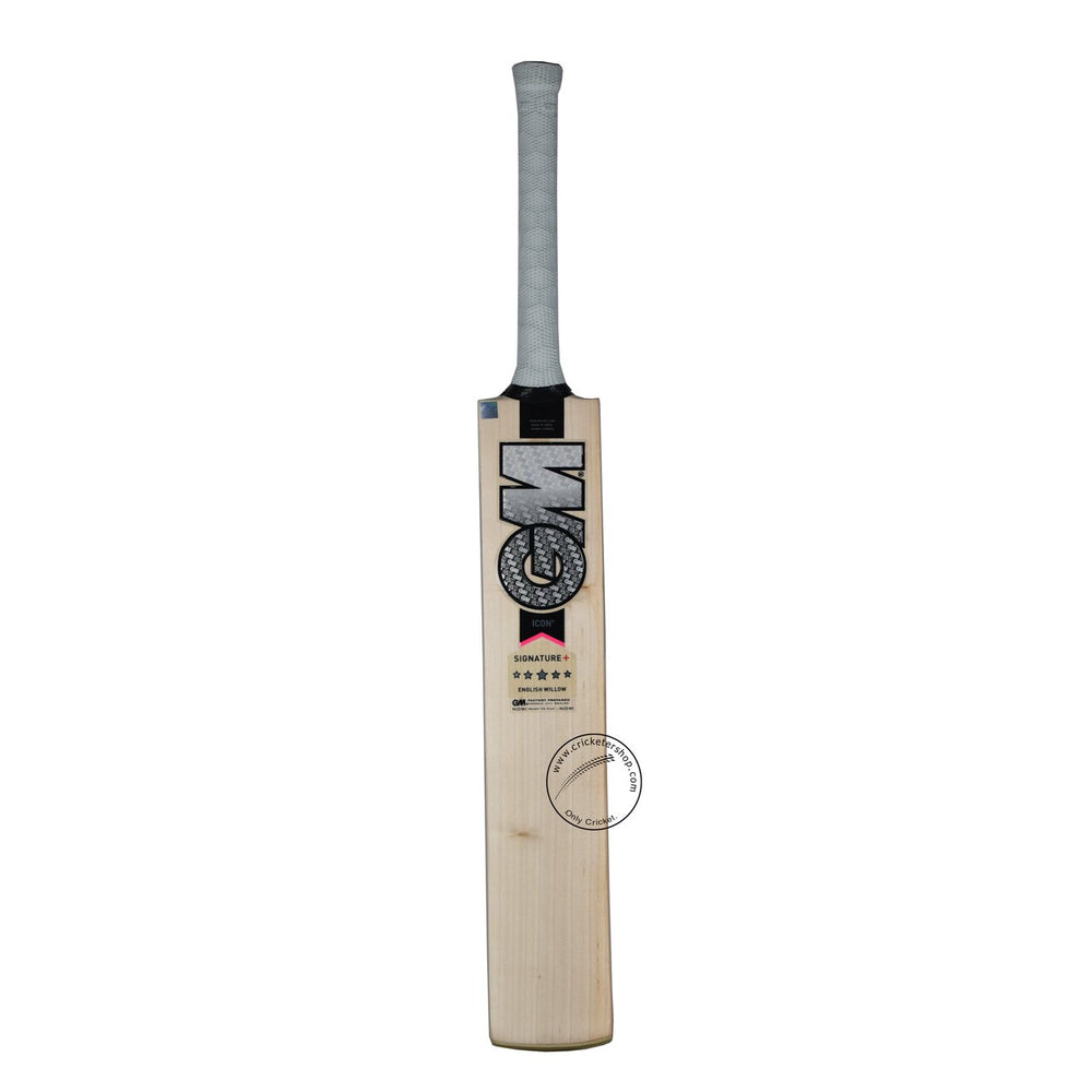 Gunn & Moore (GM) Icon Signature + English Willow Cricket Bat Size SH @ Front View