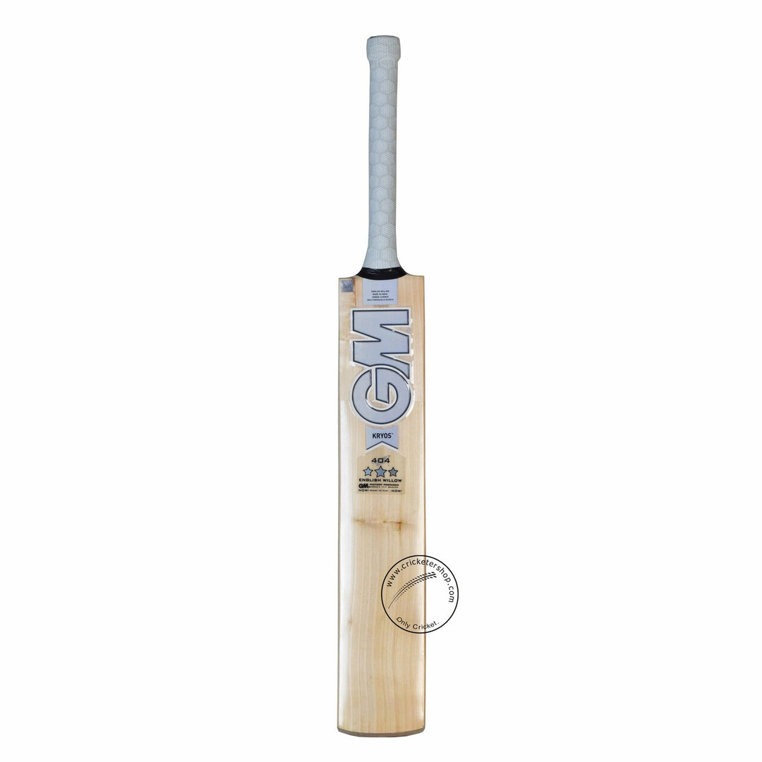 Gunn & Moore (GM) Kryos 404 English Willow Cricket Bat Size SH @ Front View