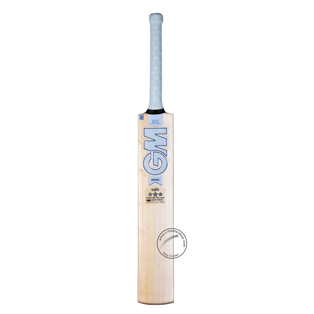 Gunn & Moore (GM) Kryos 505 English Willow Cricket Bat Size SH @ Front View