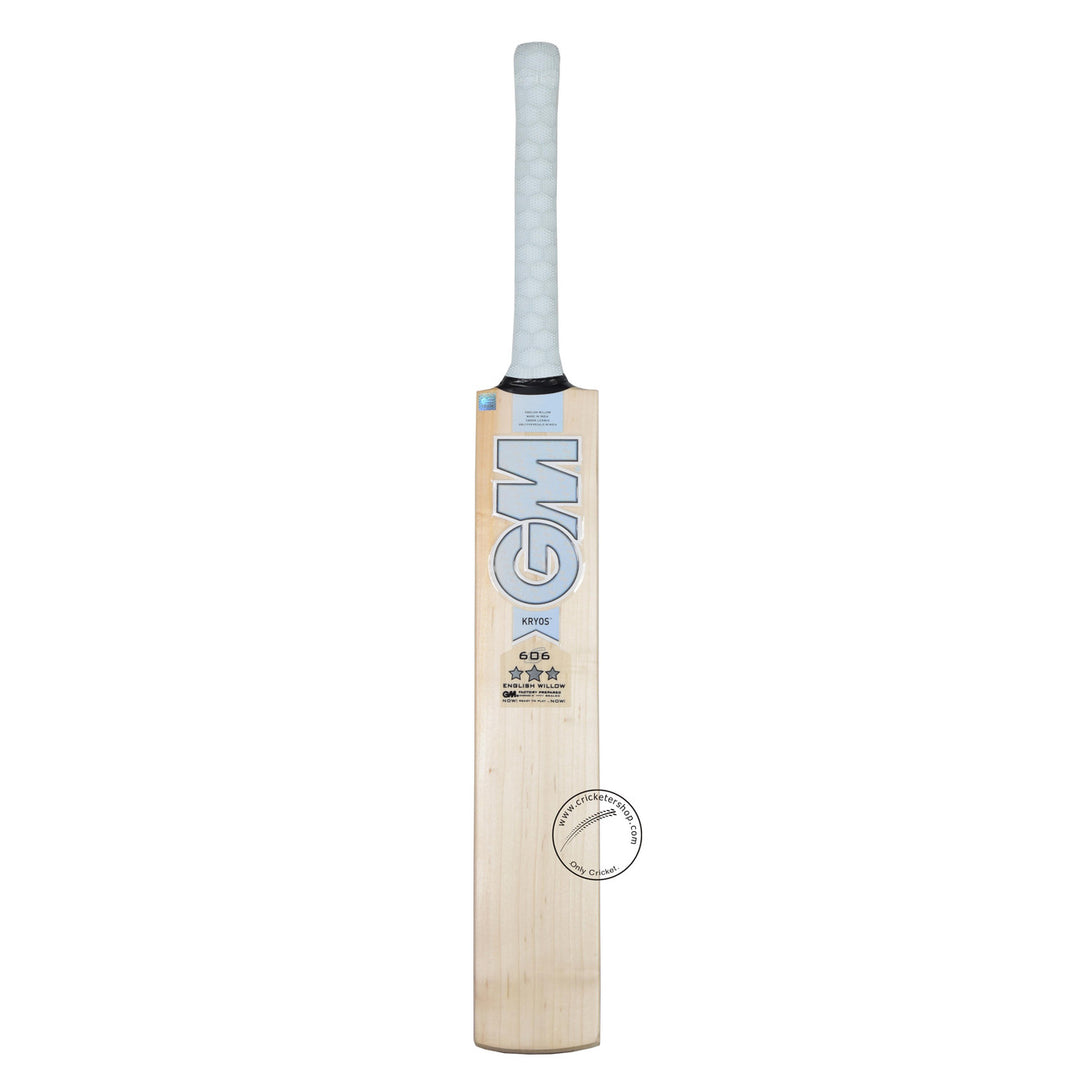 Gunn & Moore (GM) Kryos 606 English Willow Cricket Bat Size SH @ Front View