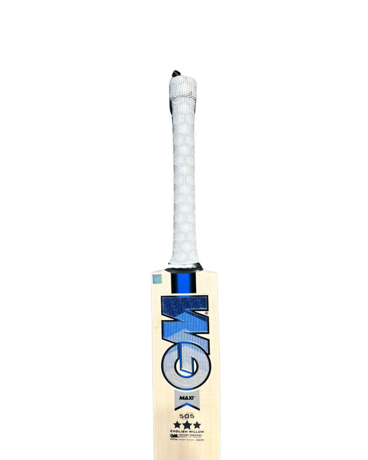 Gunn & Moore (GM) Maxi 505 English Willow Cricket Bat Size SH @ Face View