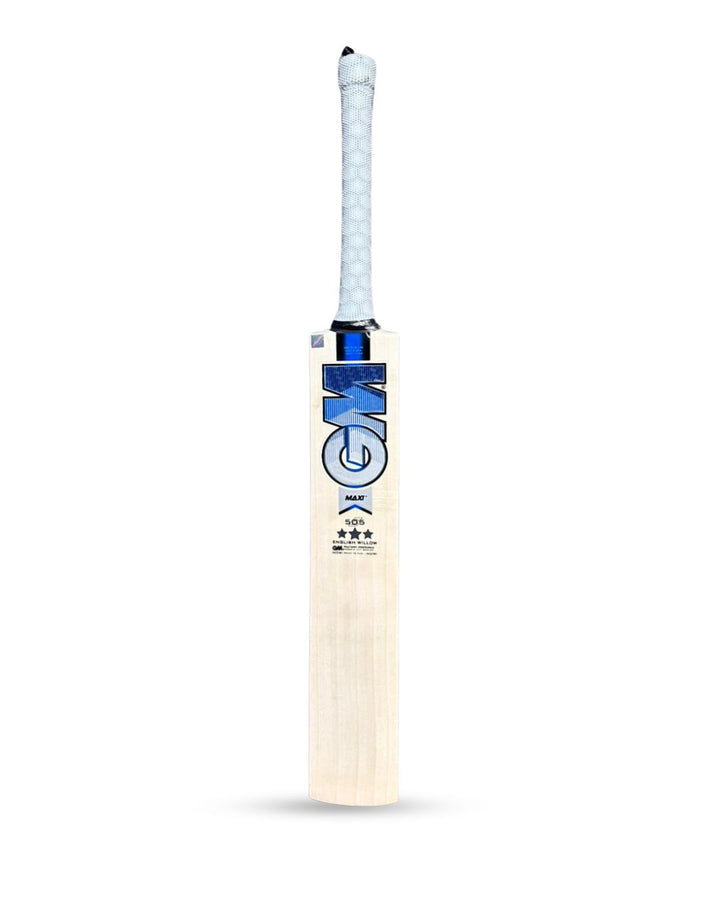 Gunn & Moore (GM) Maxi 505 English Willow Cricket Bat Size SH @ Front View