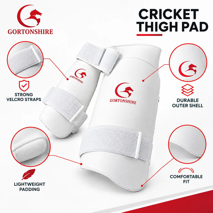 Gortonshire Players Cricket Batting Combo Thigh Guard White Size Mens