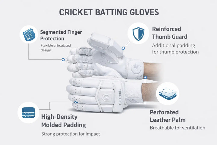 Gortonshire True Test Cricket Batting Gloves Adult Size
