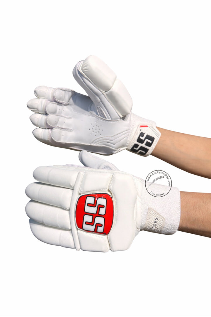 SS Super Test White Red Cricket Batting Gloves Adult Size