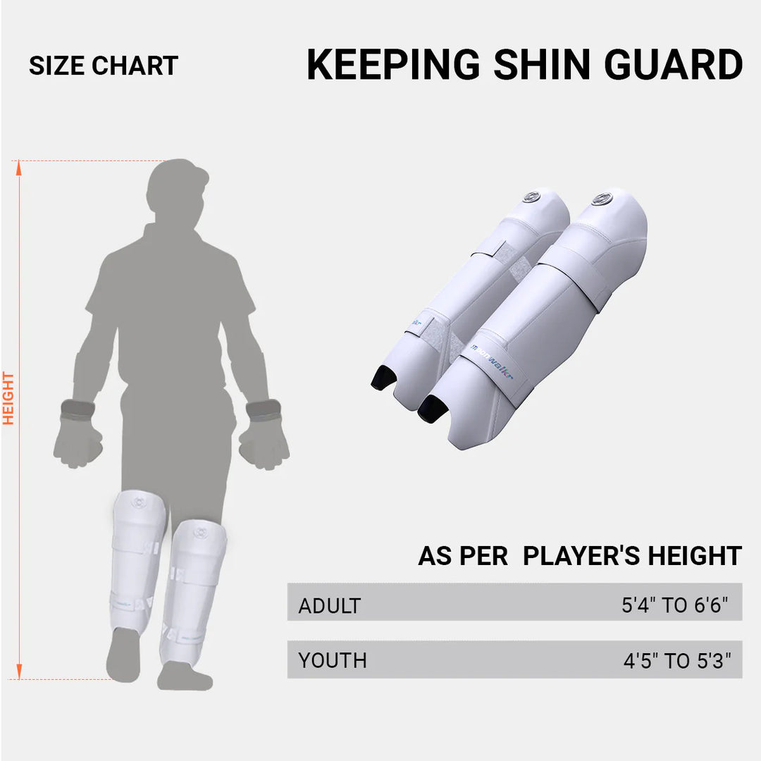 Moonwalkr Wicket Keeping Cricket Shin Guard Pads White Size @ Size Chart View