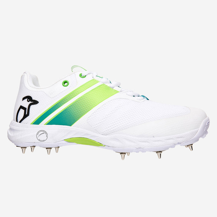 Kookaburra Pro 2.0 Cricket Spikes Shoes White Green Size @ Side View