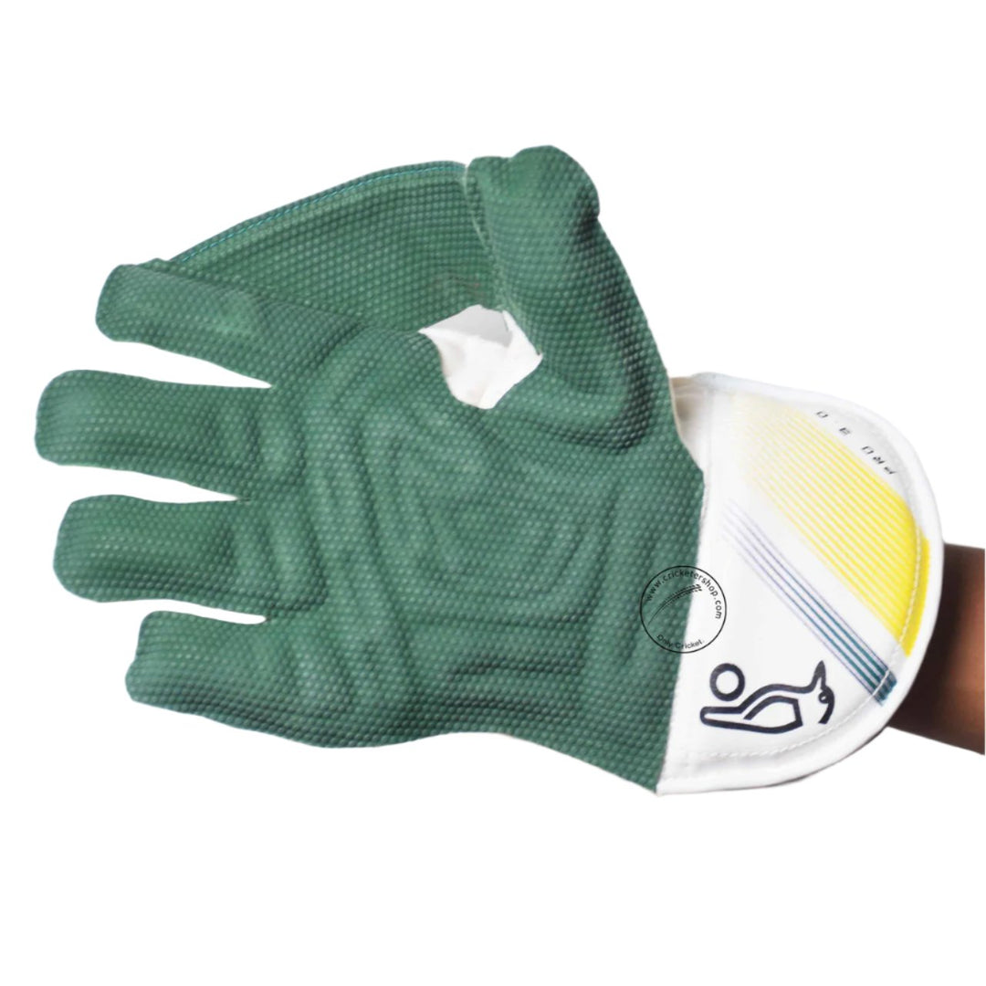 Kookaburra Pro 3.0 Wicket Keeping Gloves Green Gold @ Right Front View