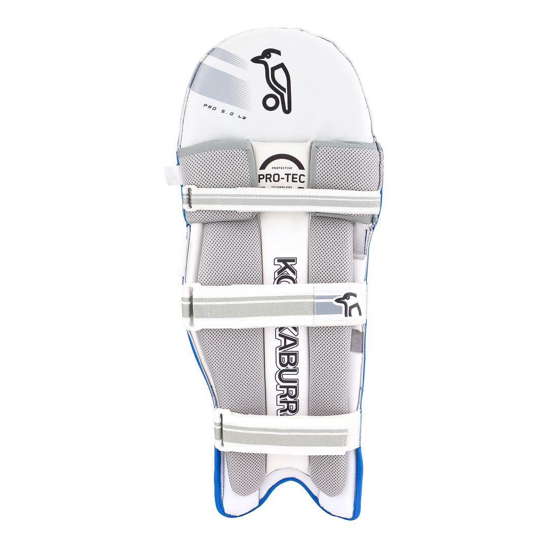 Kookaburra Pro 5.0 Blue Batting Leg Guard Pads Mens Size @ Back View