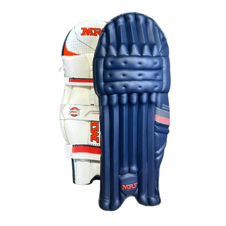 MRF Genius Grand Navy Blue Colored Cricket Batting Pads Leg Guard@front view1