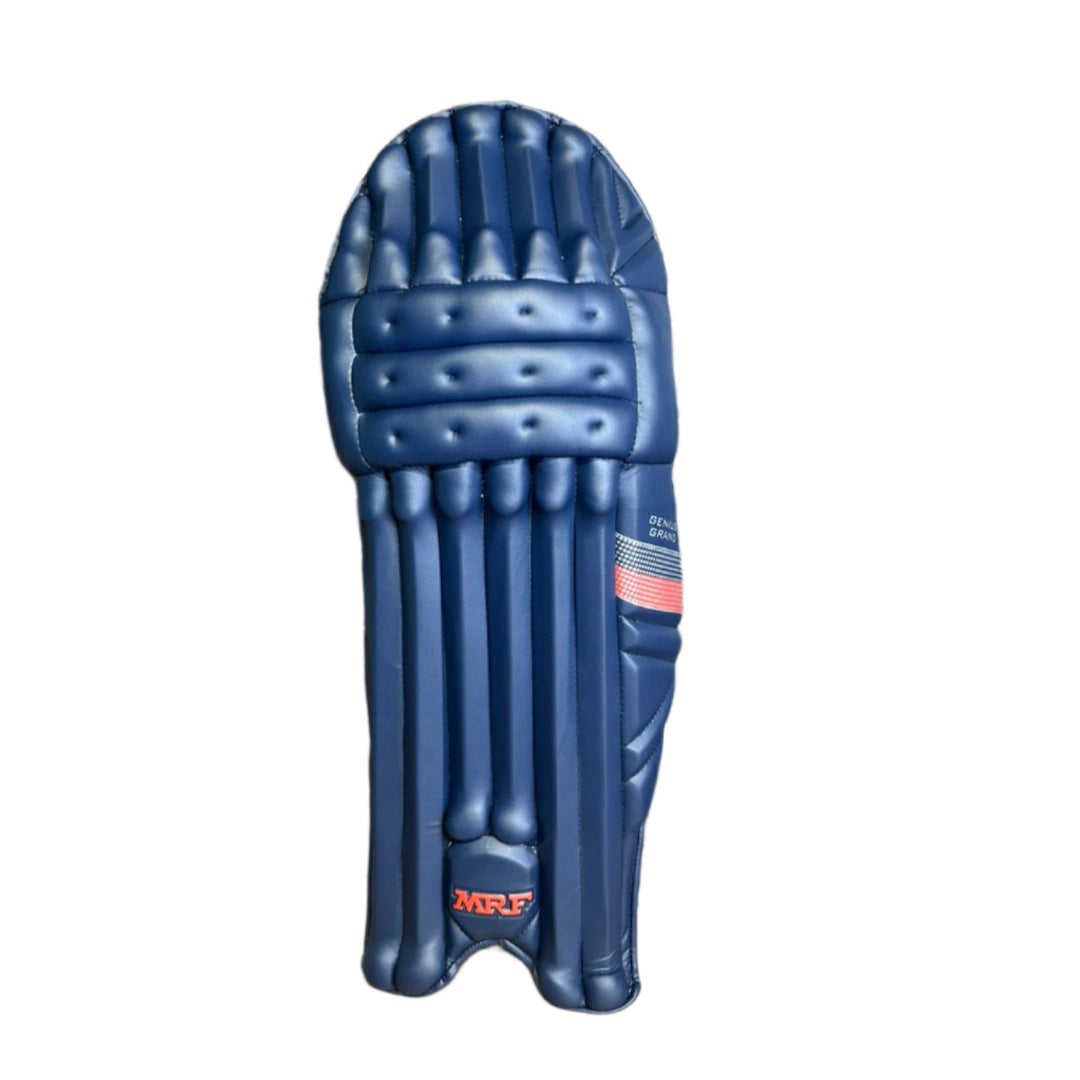 MRF Genius Grand Navy Blue Colored Cricket Batting Pads Leg Guard@front view2
