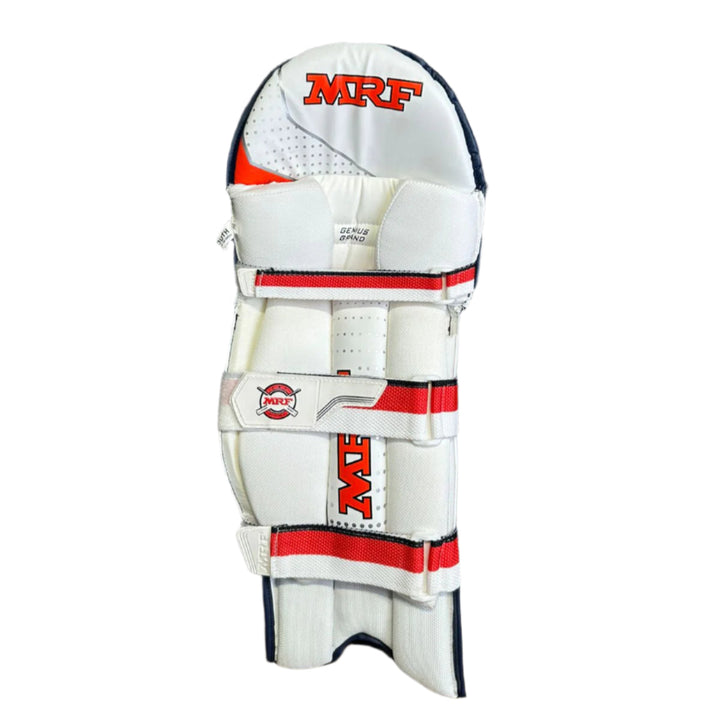 MRF Genius Grand Navy Blue Colored Cricket Batting Pads Leg Guard@front view3