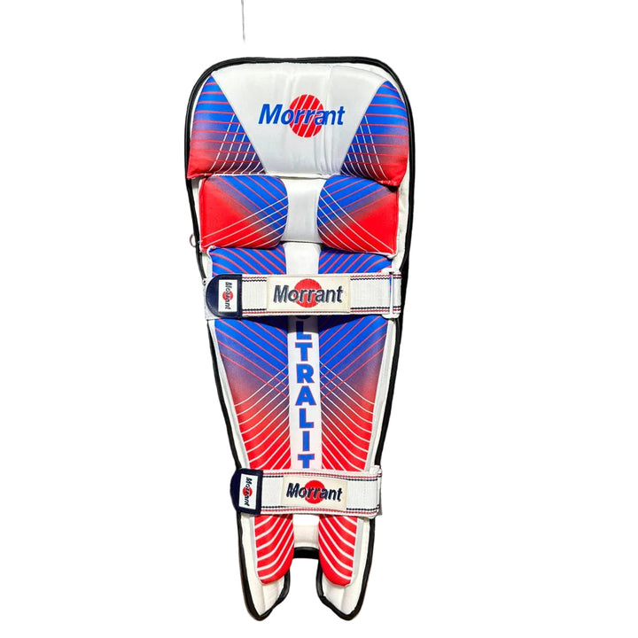 Morrant International Ultralite Black Cricket Batting Leg Guard Pads Size@front view2