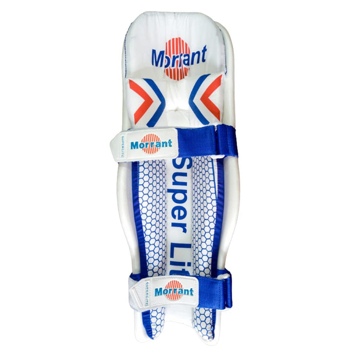 Morrant Super Ultralite White Cricket Batting Leg Guard Pads Size@front view3