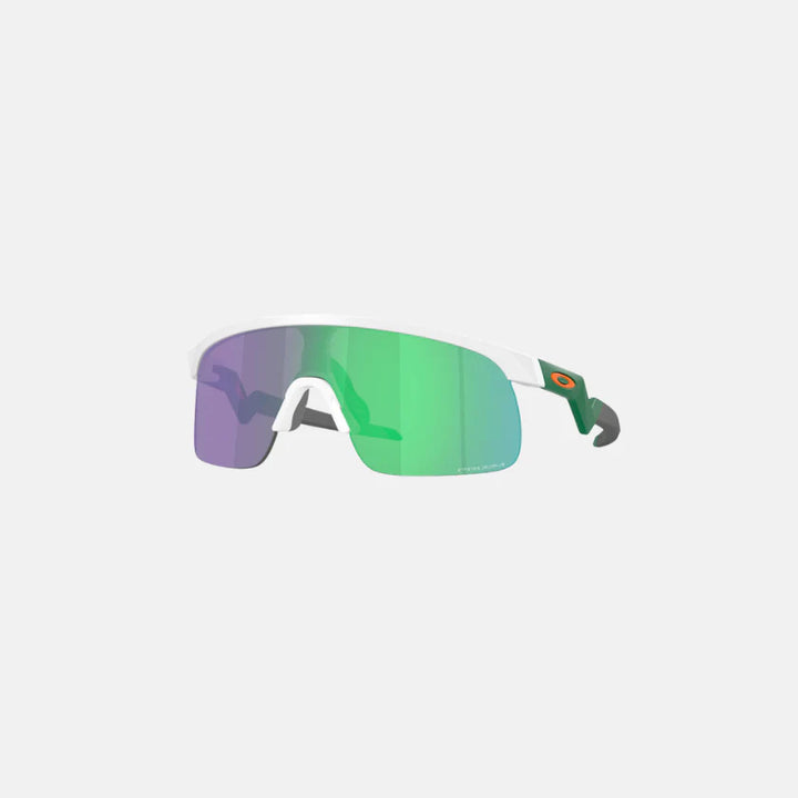Oakley Resistor White Prizm Jade Cricket Sunglasses @ Front Side View
