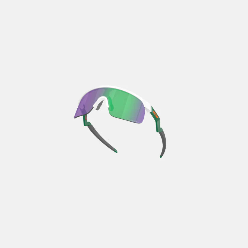 Oakley Resistor White Prizm Jade Cricket Sunglasses @ Front Side View 2