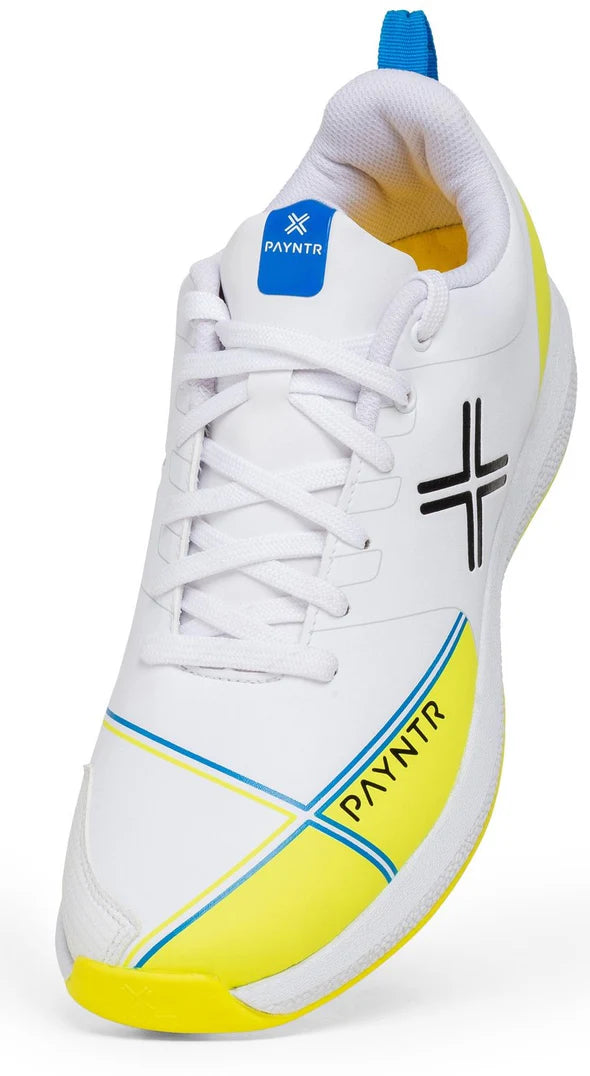 PAYNTR X Rubber Cricket Shoes White And Yellow