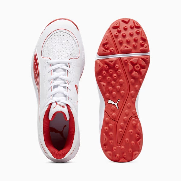 Puma 24 FH 10769901 Cricket Rubber Shoes Red White Size @ Sole View