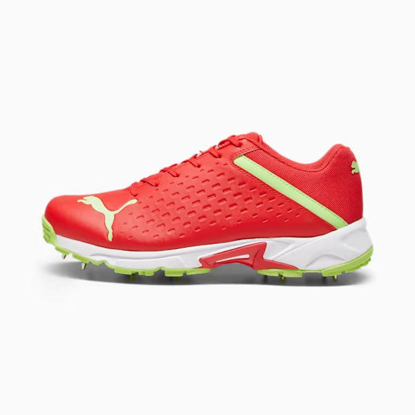 Puma 22.2 FH 10729906 Cricket Spikes Shoes Red Green Size @ Side View 4