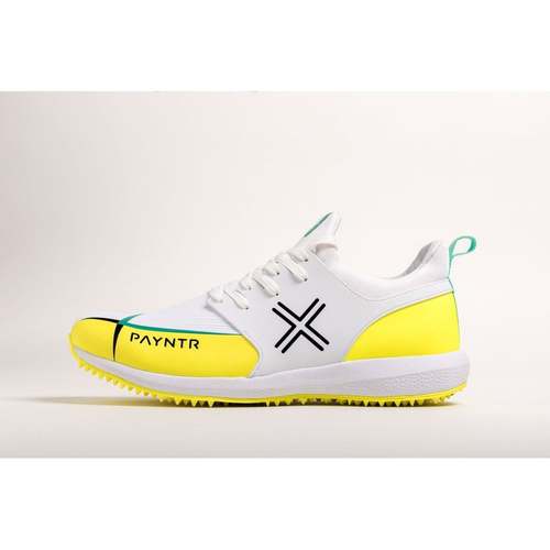 PAYNTR X Rubber Cricket Shoes White And Yellow
