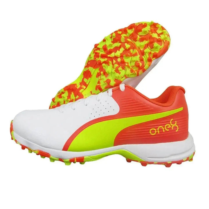 Puma 19 FH 10556510 Cricket Rubber Shoes Red Yellow@front view