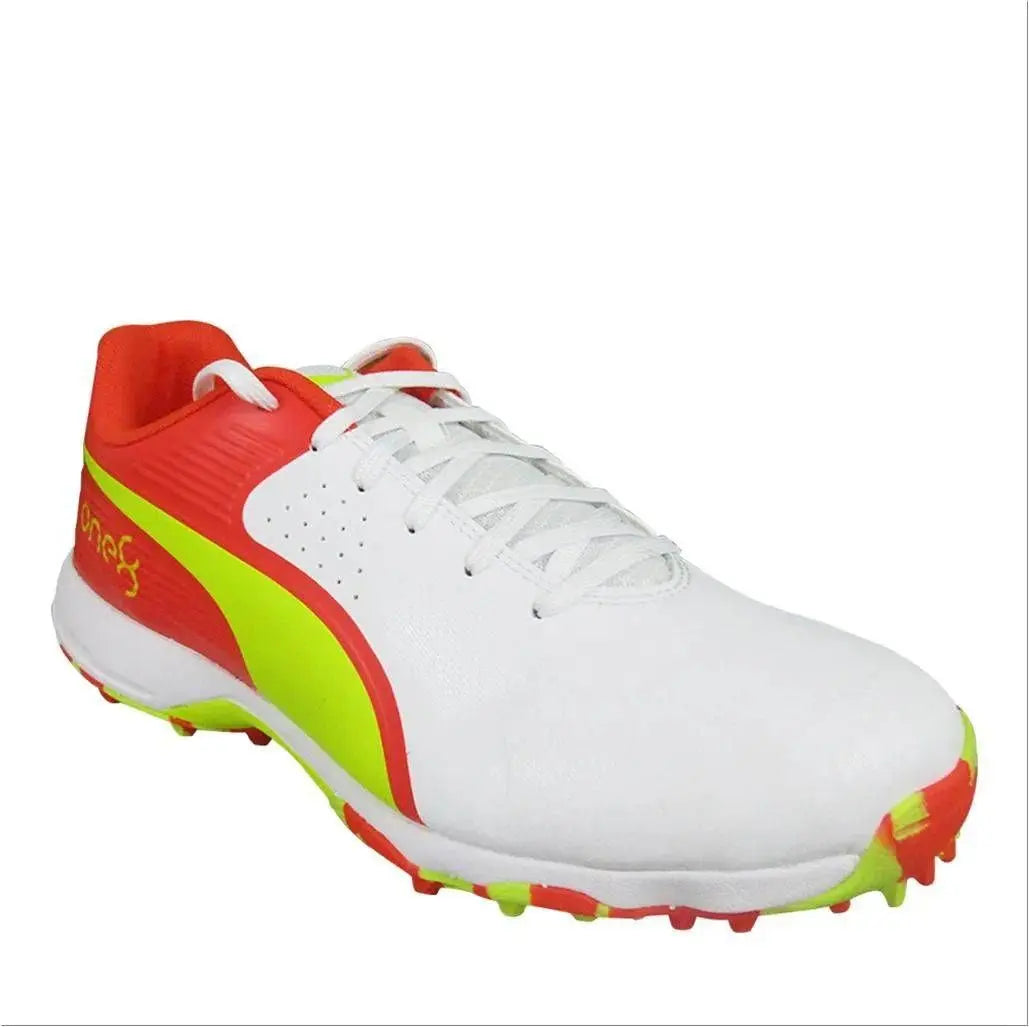 Puma 19 FH 10556510 Cricket Rubber Shoes Red Yellow@front view3