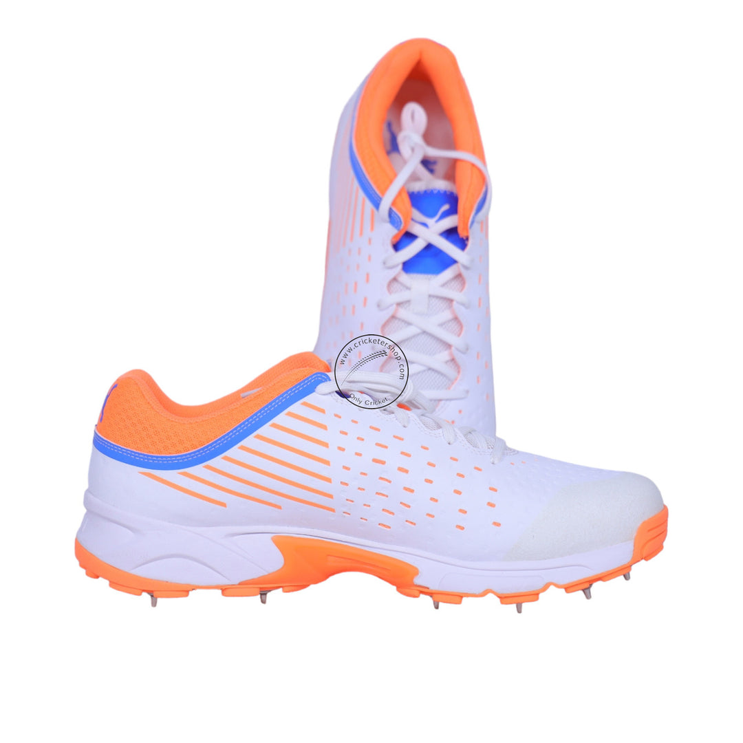 Puma 22.1 Neon Citrus Cricket Spike Shoes White Orange @ Composite View