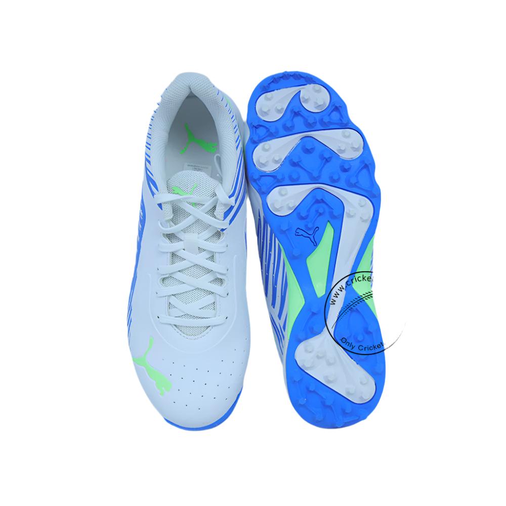 Puma 22 FH 10678904 Cricket Rubber Shoes White Blue Size@ Upside View