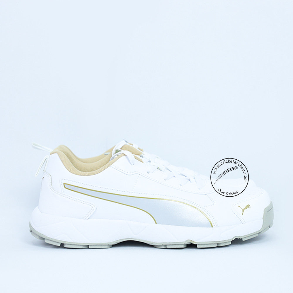 Puma Classicat 107807 01 Cricket Rubber Shoes White Gold size @ Side View