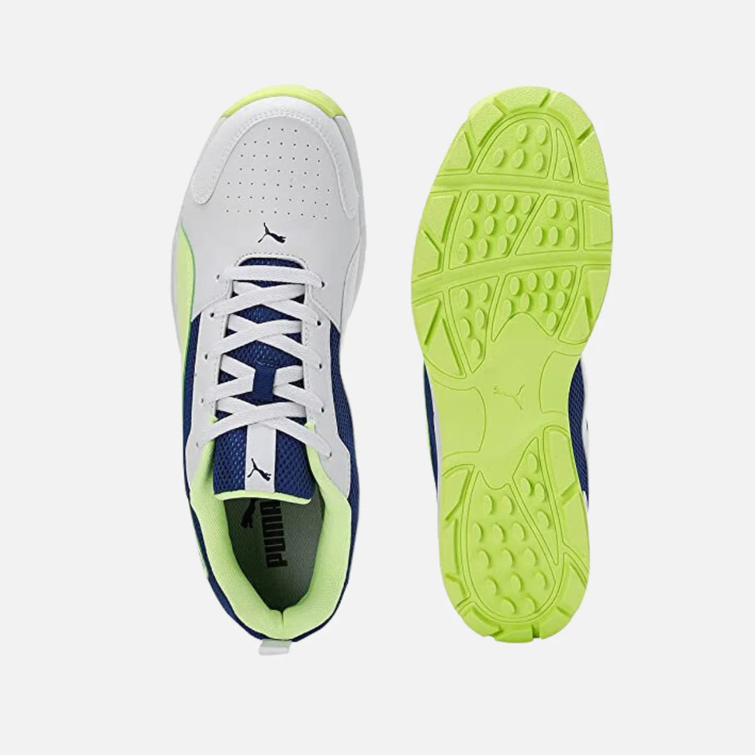 Puma High Run 10780603 Cricket Rubber Shoes White Blue@FRONT VIEW4