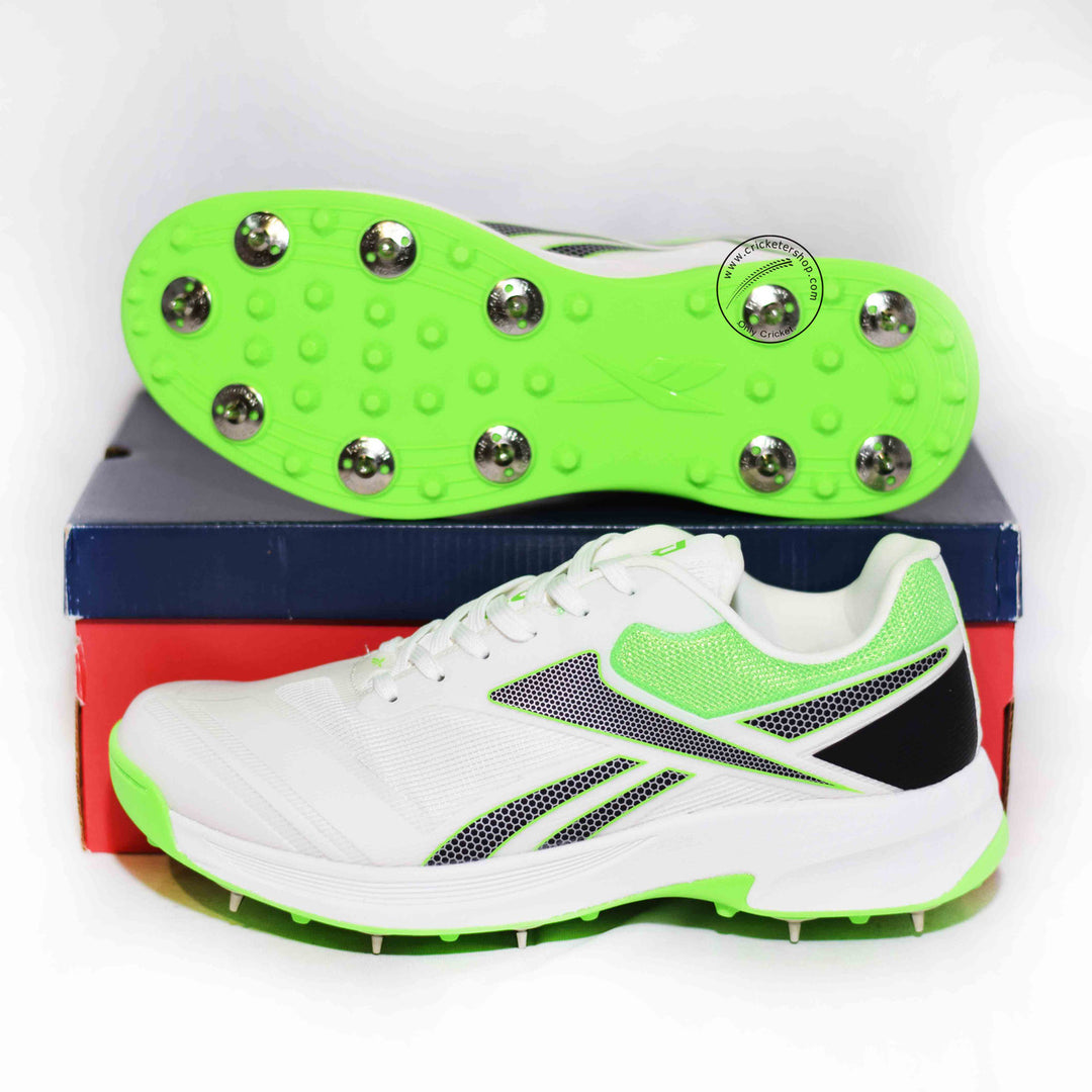 Reebok All Round Kaiser Cricket Spike Shoes Size Lime Black @ Side View