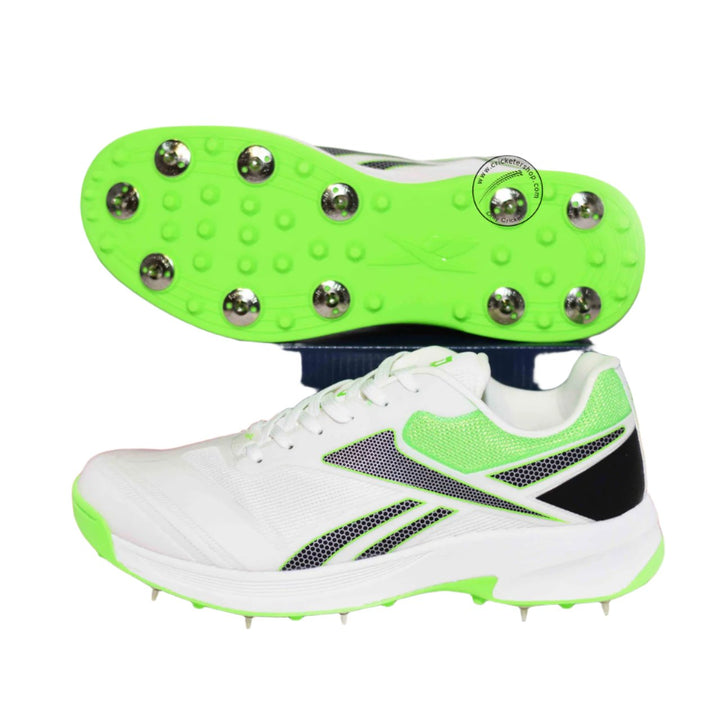 Reebok All Round Kaiser Cricket Spike Shoes Size Lime Black @ Side View