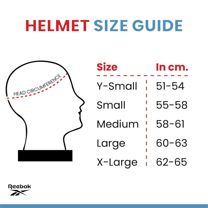 Reebok Blast Cricket Helmet @ Size Chart View