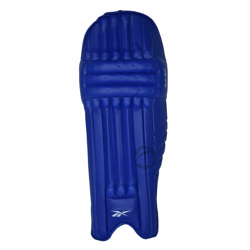 Reebok Master Blaster Navy Blue Cricket Batting Leg Guard Pads Mens Size @ Front View