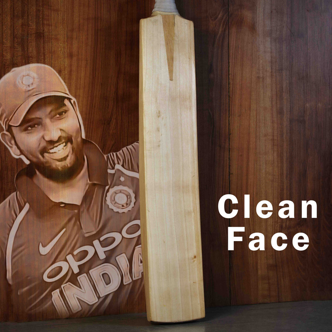 Customise Rohit Sharma Profile English Willow Cricket Bat Size SH @ Face View