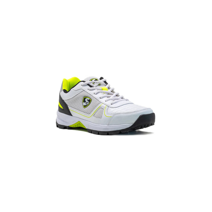 SG Scorer 6.0 Cricket Shoes White Black Lime Size @ Front Side View