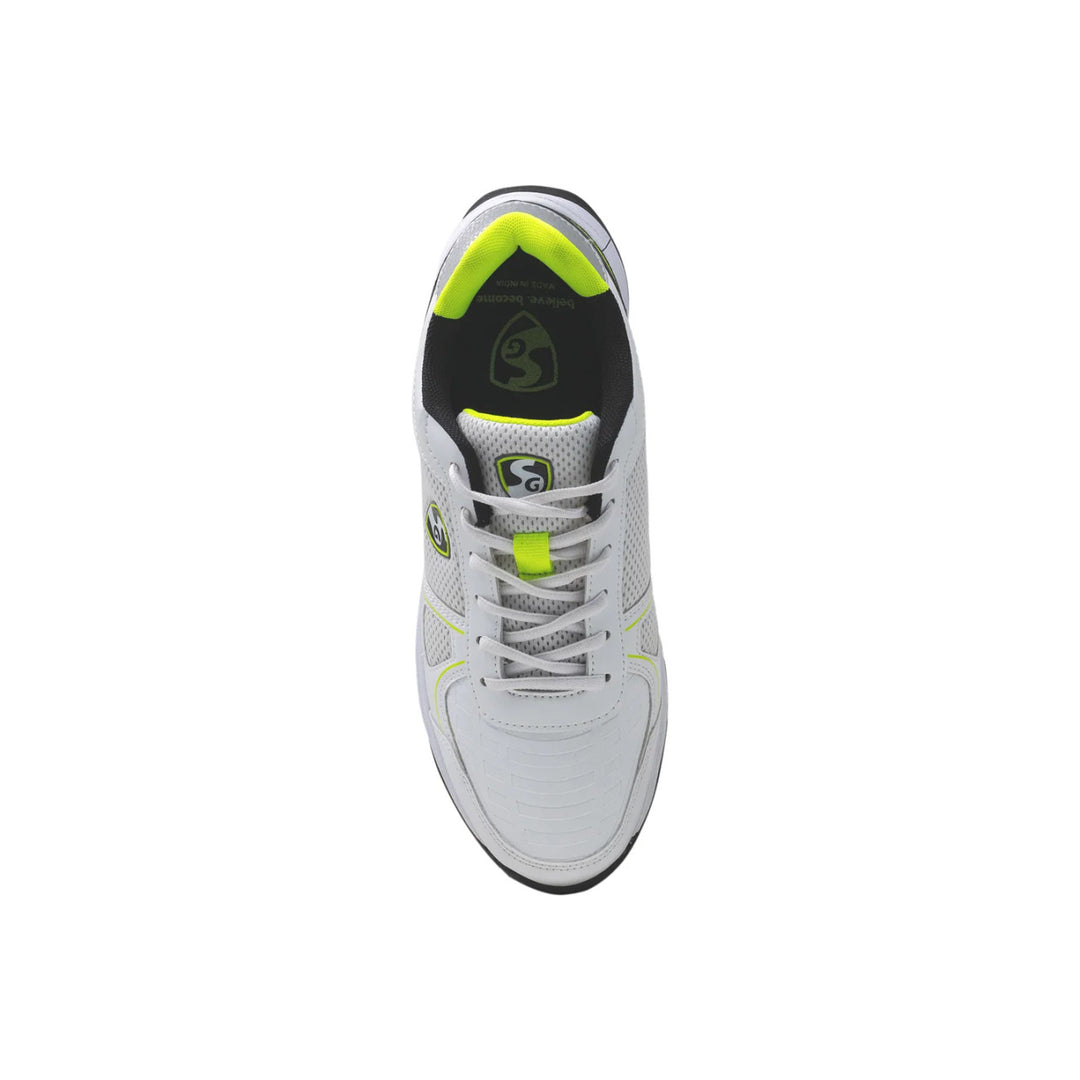 SG Scorer 6.0 Cricket Shoes White Black Lime Size @ Top View