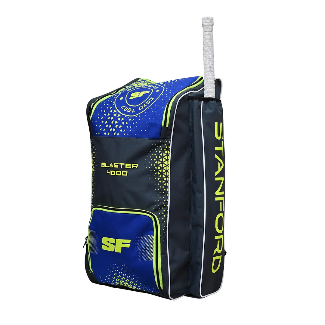 SF_Blaster_4000_Cricket_Duffle_Kit_bag_Orange_Blue_Side_View