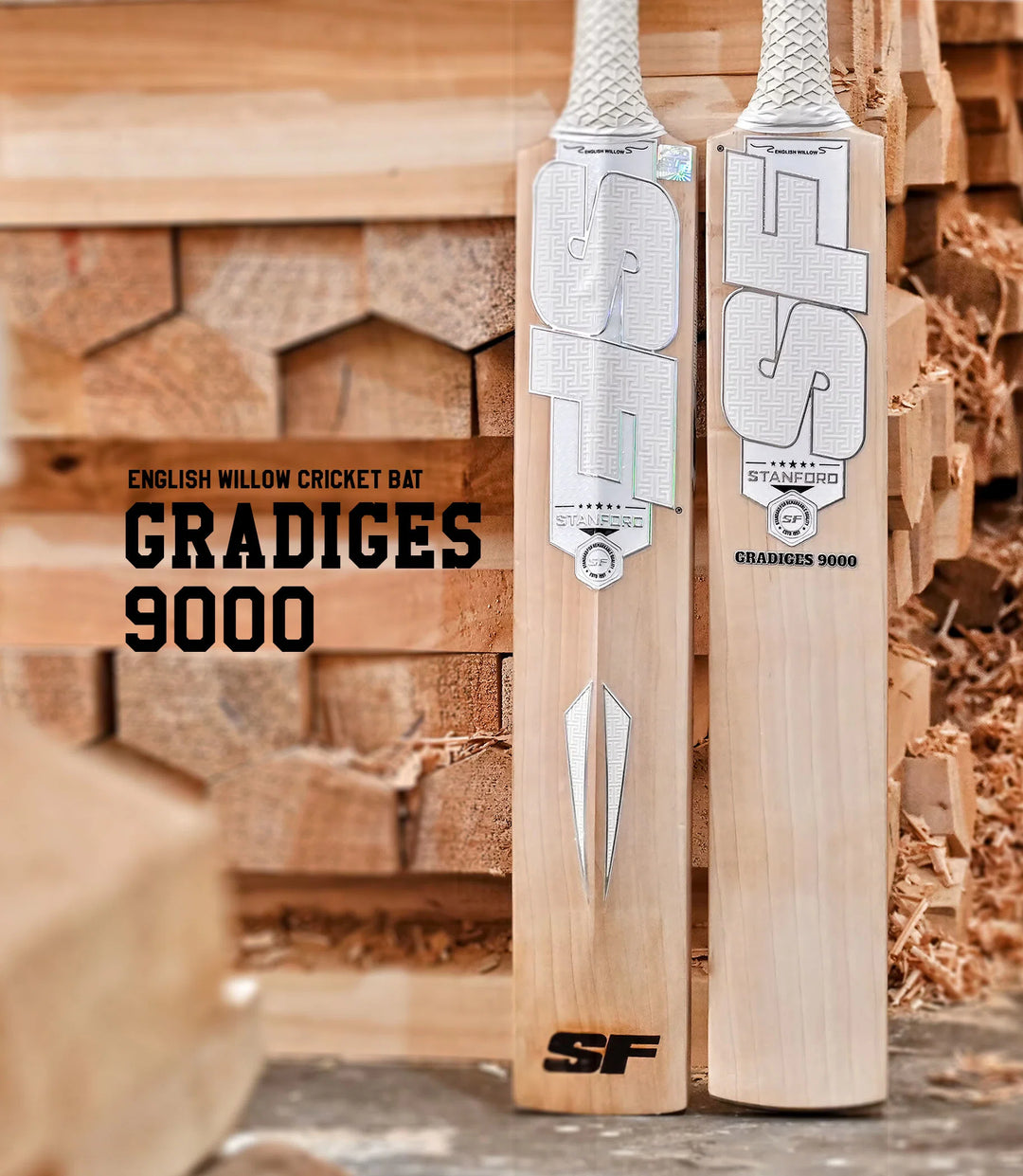SF Gradiges 9000 English Willow Cricket Bat Size SH @ Back View 2