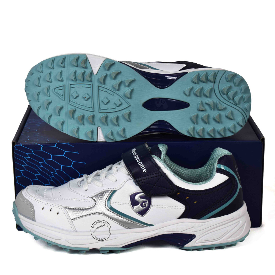 SG Armour Rubber Cricket Shoes White Navy Teal Size @ Composite View