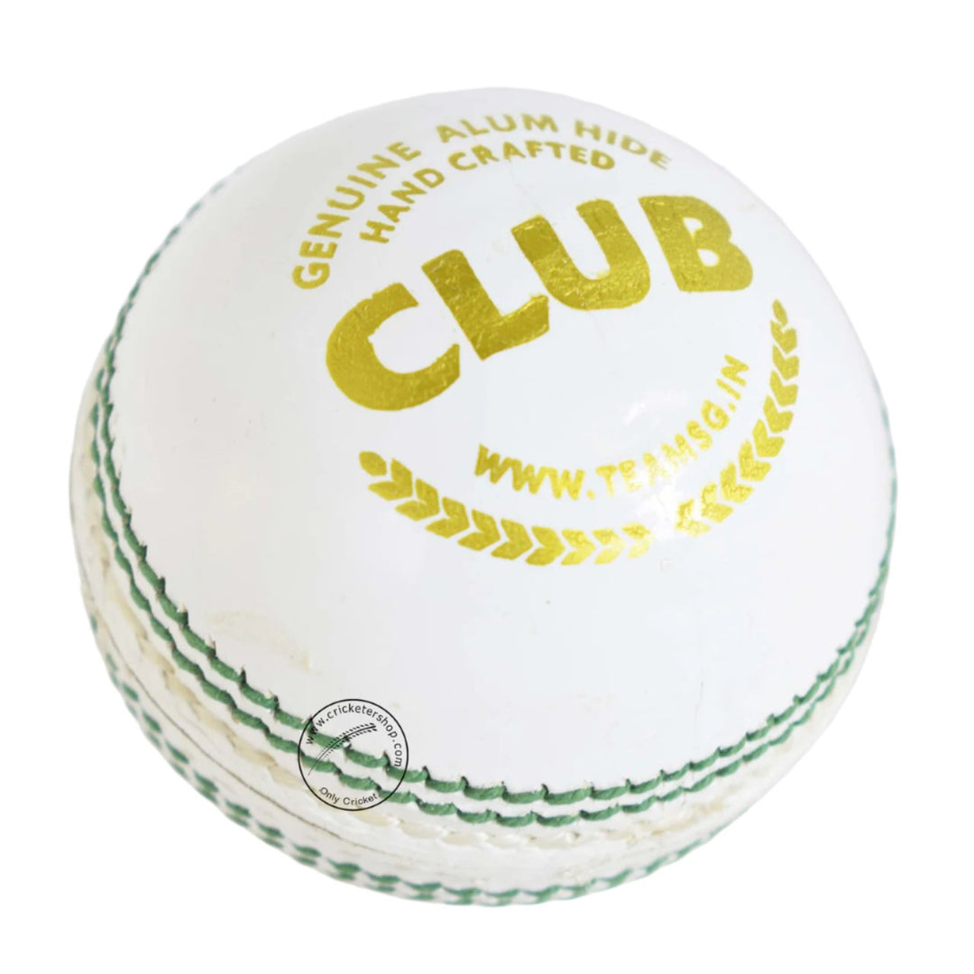 SG Club Cricket Ball Colour White @ Side View