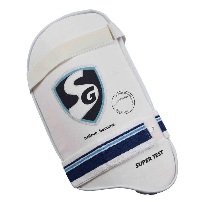 SG English Willow Complete Cricket Kit Size SH - Right Handed Batsman @ Thigh Guard View